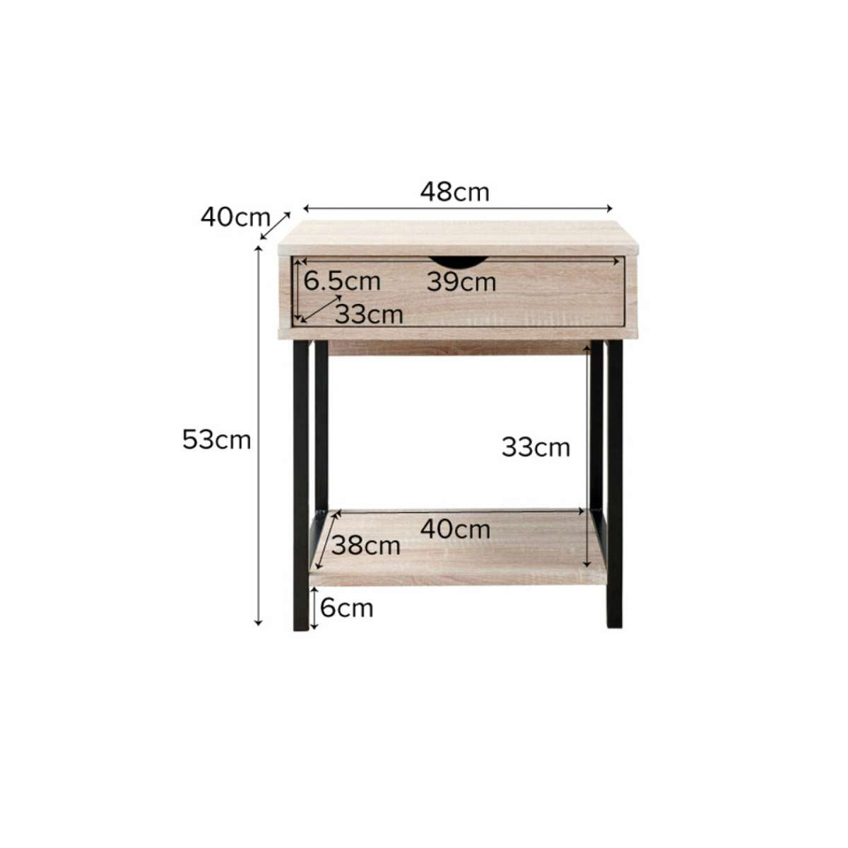 Vigo Bedside Table - Black