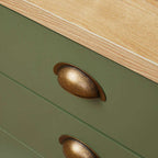 Hastings Three Drawer Bedside Table - Olive Green/Natural