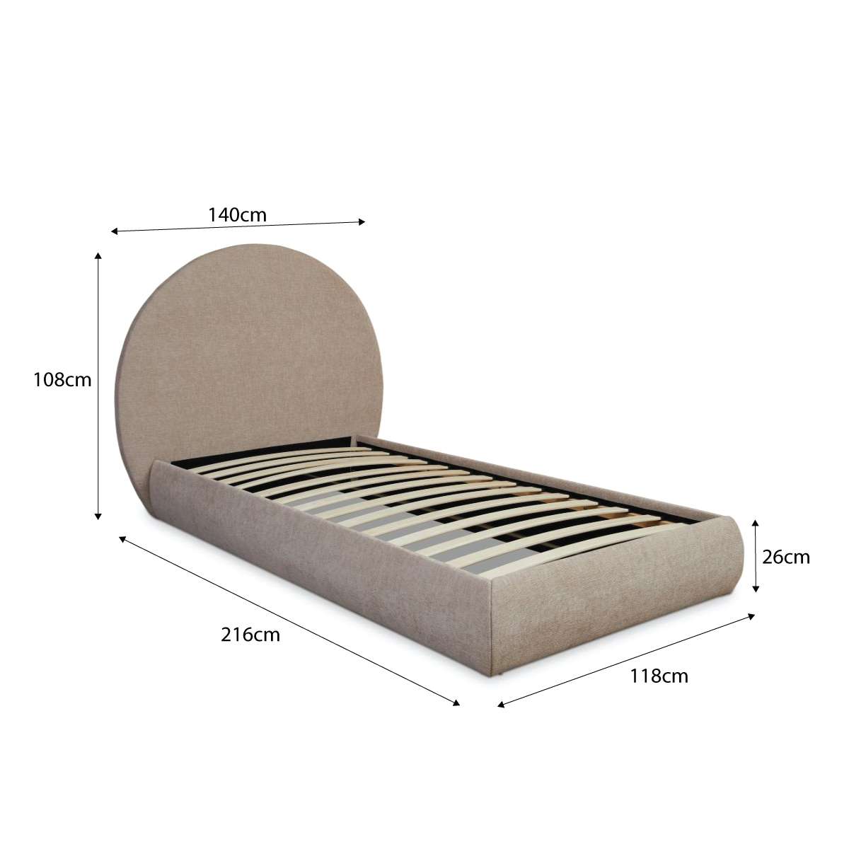 Arlo Arched King Single Bed - Natural