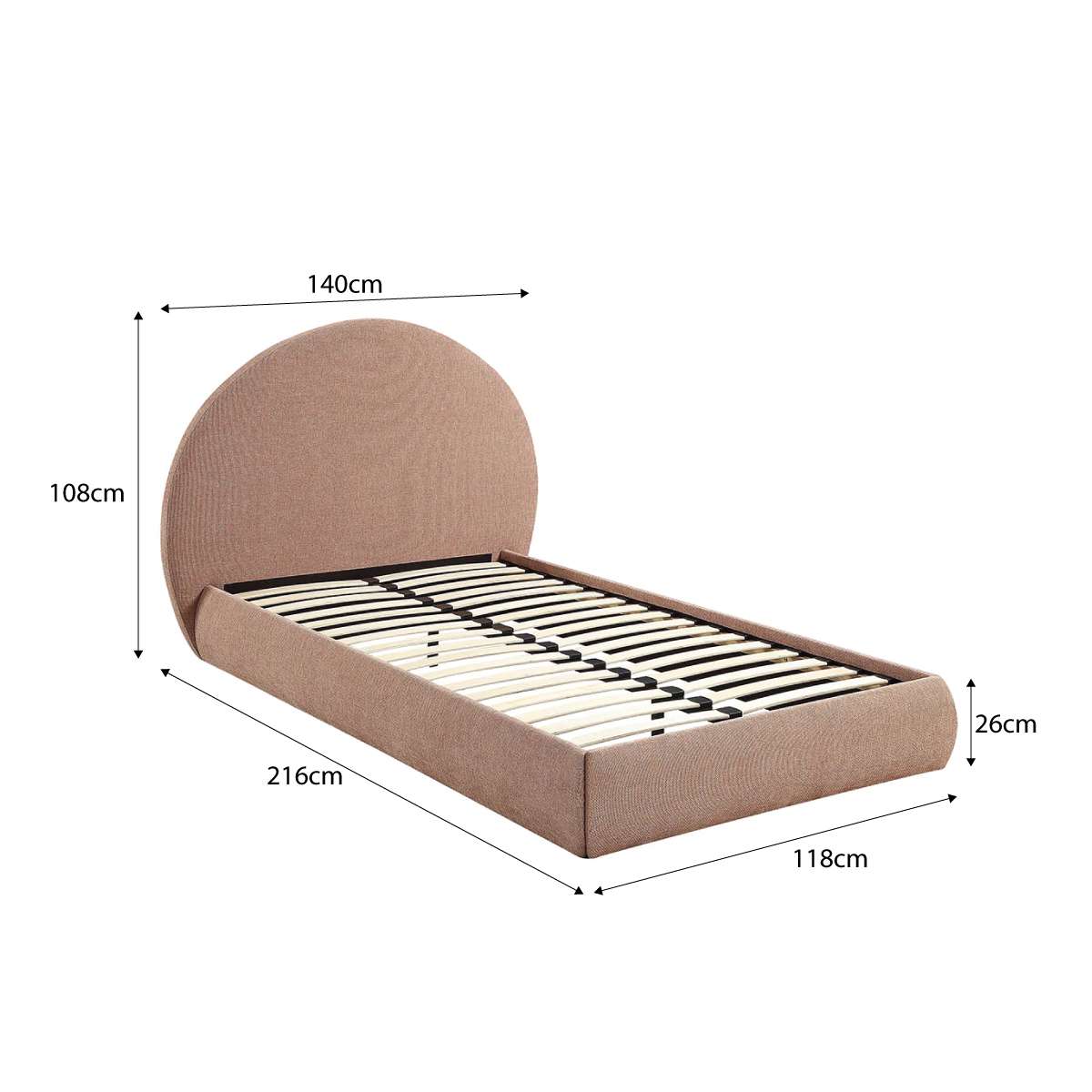 Arlo Arched King Single Bed - Dusty Pink